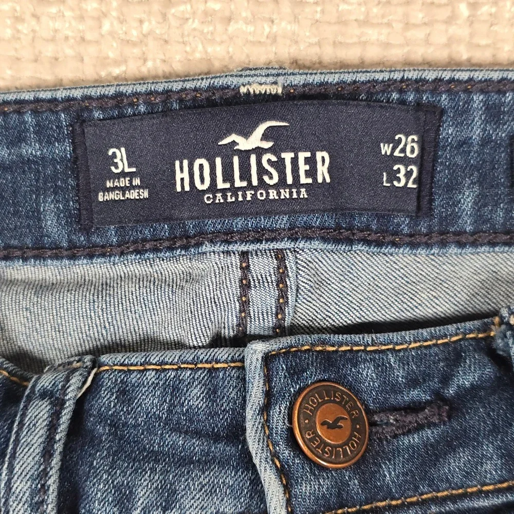 Hollister High-Rise Super Skinny Jeans Dark‎ Wash Stretch Size 3L W26 L32 Long
